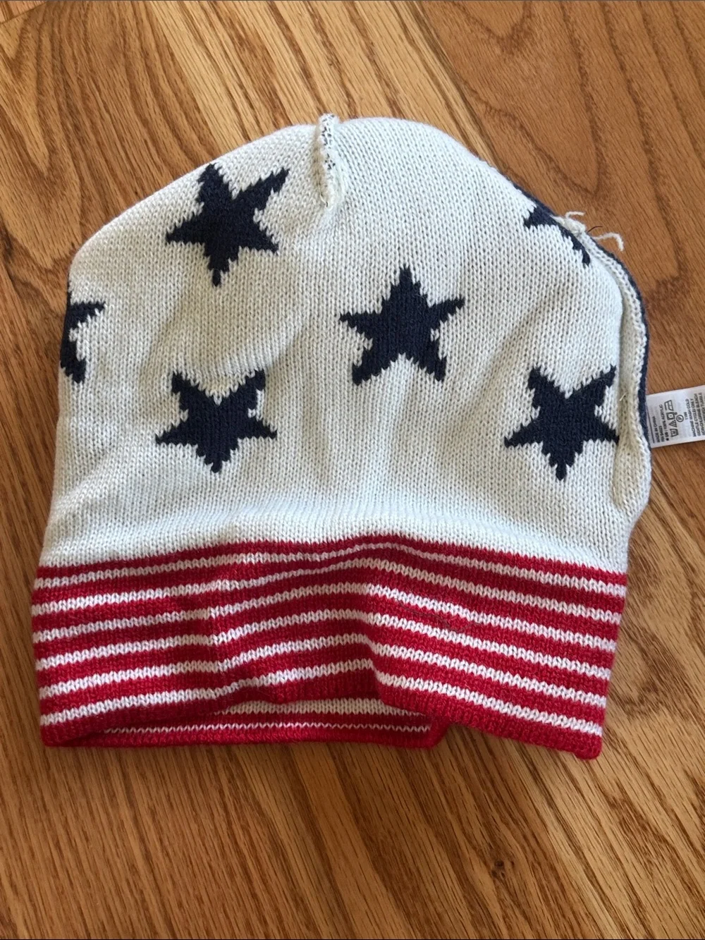 NWT Old Navy Navy, White & Red Star Pom-Pom Beanie American Flag